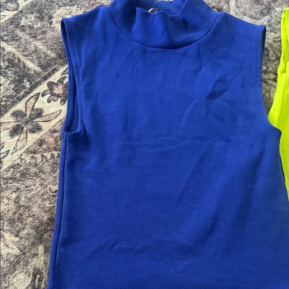 Royal Blue Mock Neck Sleeveless Tank Top size M S